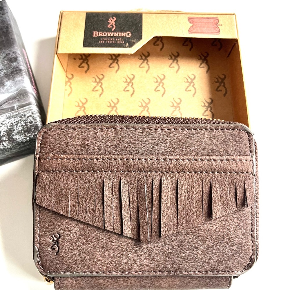 Browning Leather Wallet with Fringe Accent